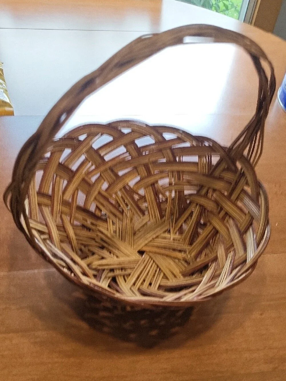 Woven Vintage Brown Handled Basket Bag - Classic Rustic Style